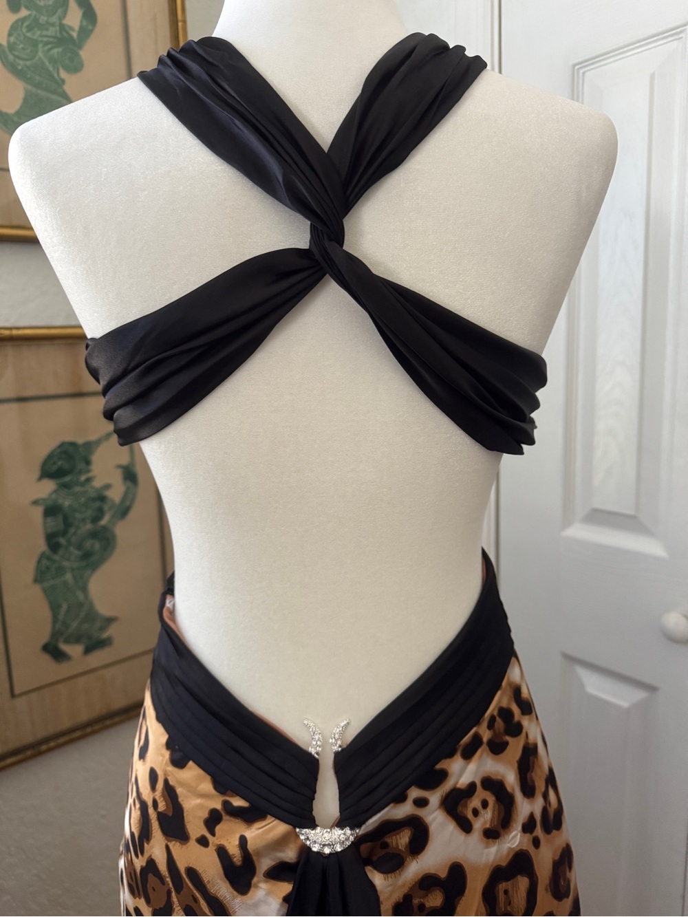 Cache Leopard Print Cutout Rhinestone Evening Gown Dress sz 4 - Picture 4 of 6